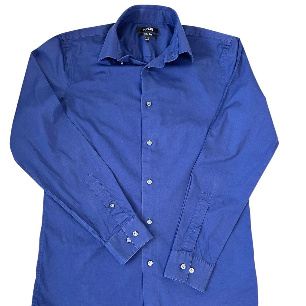 Apt.9 Mens Dress Shirt Navy Blue Size 15 1/2 34/35 Slim Fit Pre-Owned